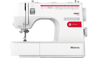 Швейна машинка MINERVA NEXT 532A, електромех., 85 Вт, 32 швейних операцій, петля автомат, 85Вт, білий+червоний