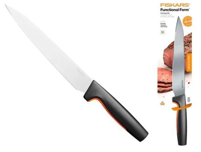 Кухонний ніж для м'яса Fiskars Functional Form, 21см, нержавіюча сталь, пластик, чорний