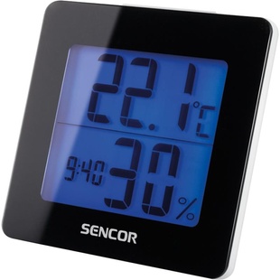 Термогігрометр Sencor, внутр. вимірювання, AAx1, темп-ра, вологість, час, чорний