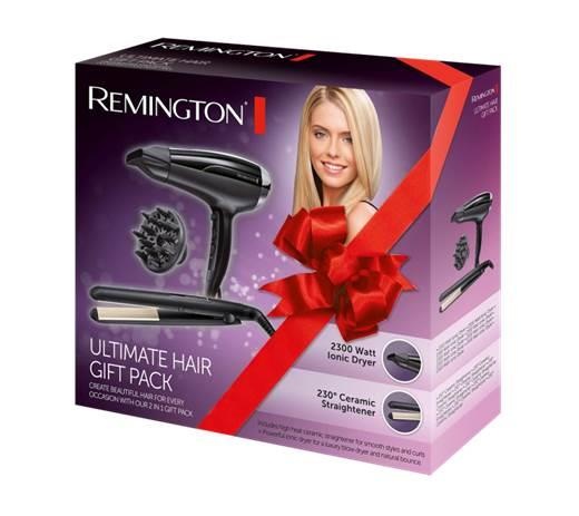 Фен+випрямляч Remington набір Ultimate Hair, 2300Вт, 3 режими, фен D5215 + випрямляч S1510, чорний