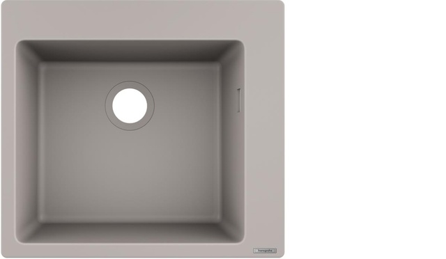 Мийка кухонна Hansgrohe S51, граніт, квадрат, без крила, 560х510х190мм, чаша - 1, накладна, S510-F450, сірий бетон