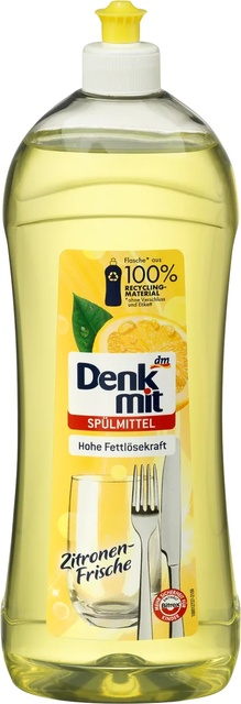 Средство для мытья посуды лимонная свежесть Denkmit, 1 л