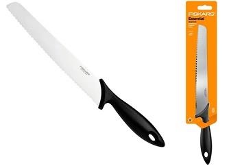 Кухонний ніж для хліба Fiskars Essential, 23.4см, нержавіюча сталь, пластик, чорний