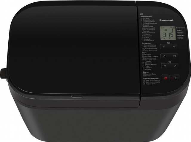 Хлібопічка Panasonic 550Вт, програм-1.25, макс.вага -1.25кг, форма-прямокутник, пластик, чорний