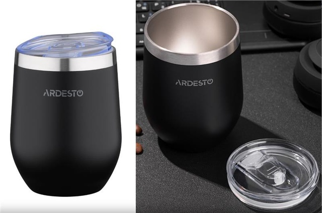Термокухоль Ardesto Compact Mug, 350мл, нержавіюча сталь, чорний