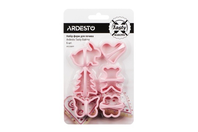 Набір форм для печива Ardesto Tasty baking, 6шт, пластик, рожевий