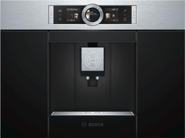 Кавомашина Bosch вбудована, 2.4л, зерно+мелена, автомат.капуч, LED-дисплей, авторецептів -8, чорно-срібний